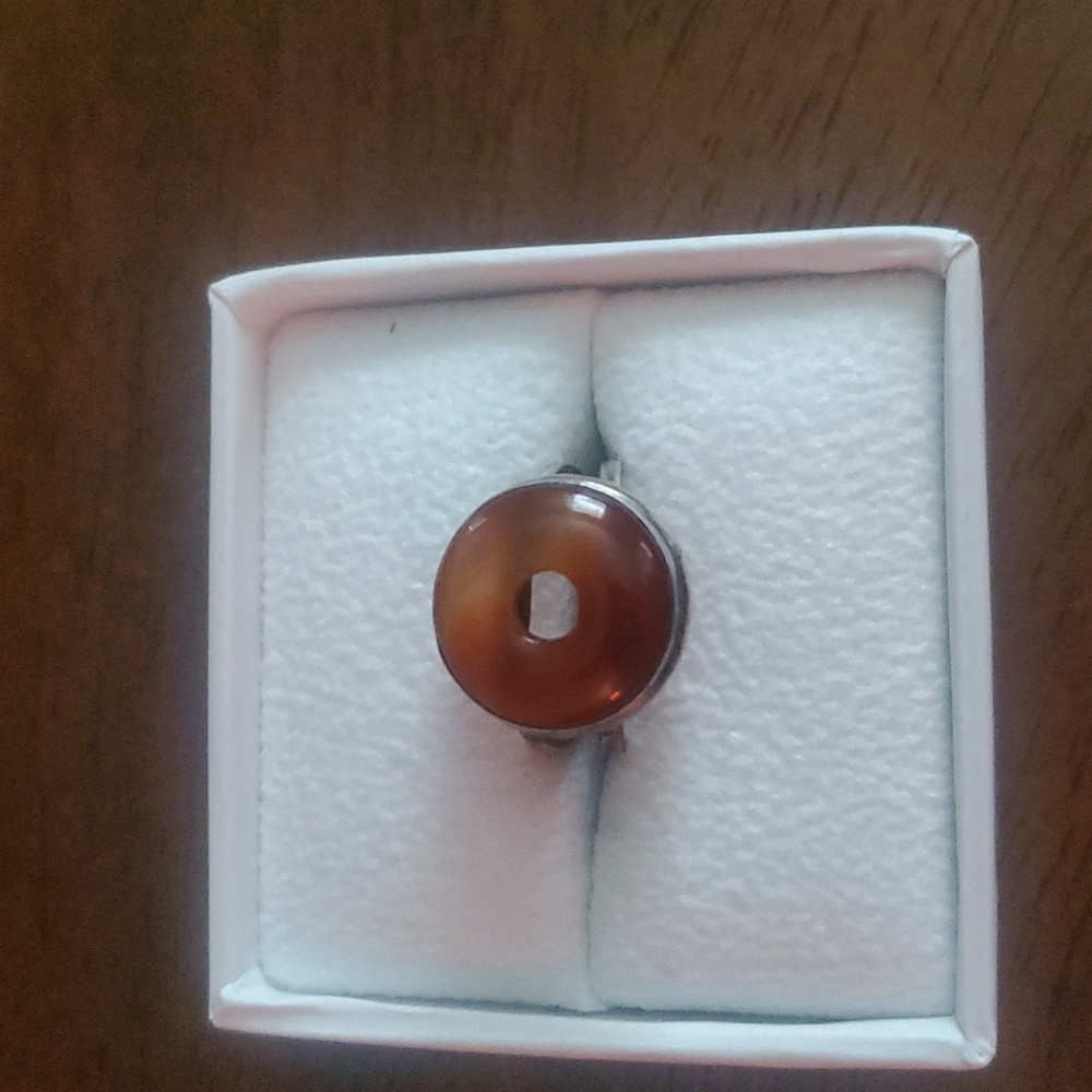 Amber & sterling ring size 6